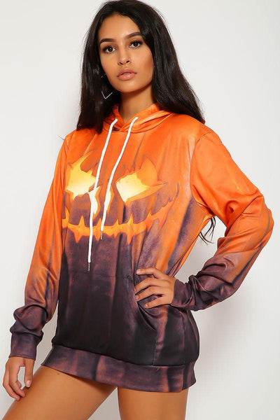 Sexy Pumpkin Print Hoodie Casual Sweater - AMIClubwear
