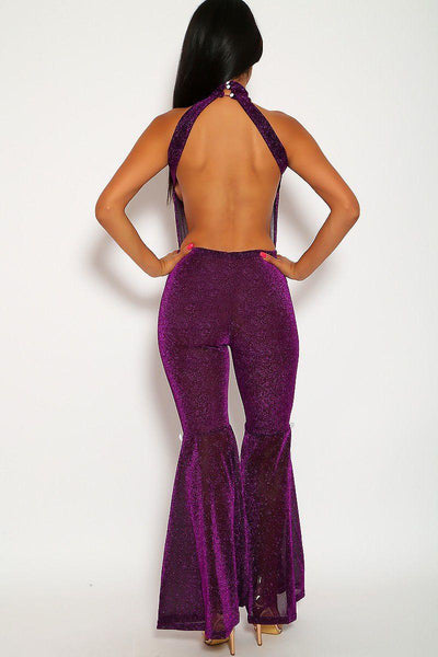 Sexy Purple Glittery Mesh Flared Singer Costume - Kim K's Costume Style - AMIClubwear