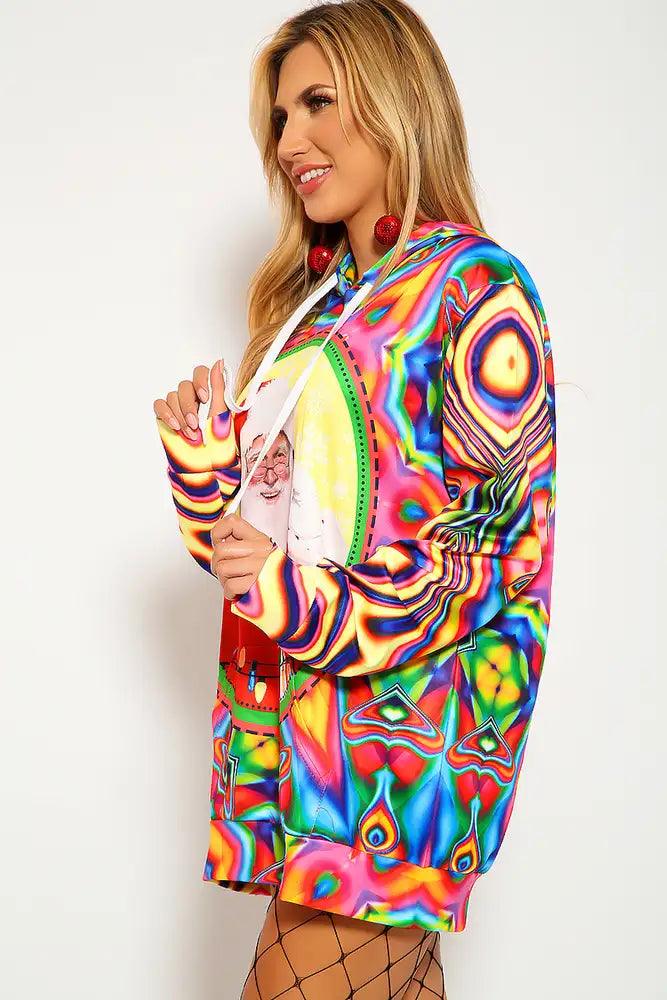 Sexy Rainbow Graphic Print Hooded Pullover Hoodie Costume - AMIClubwear