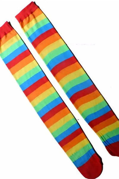 Sexy Rainbow Stripe Thigh High Stockings - AMIClubwear