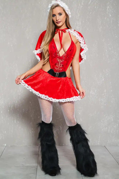 Sexy Red 3Pc. Santa Bedroom Holiday Costume - AMIClubwear