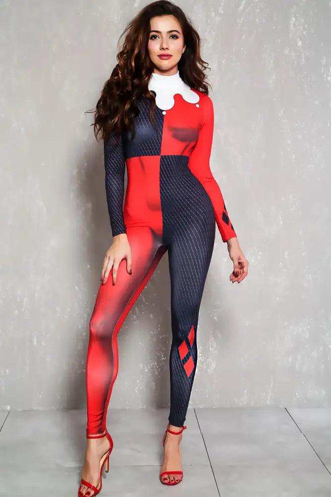 Sexy Red Black Jester One Piece Costume - AMIClubwear