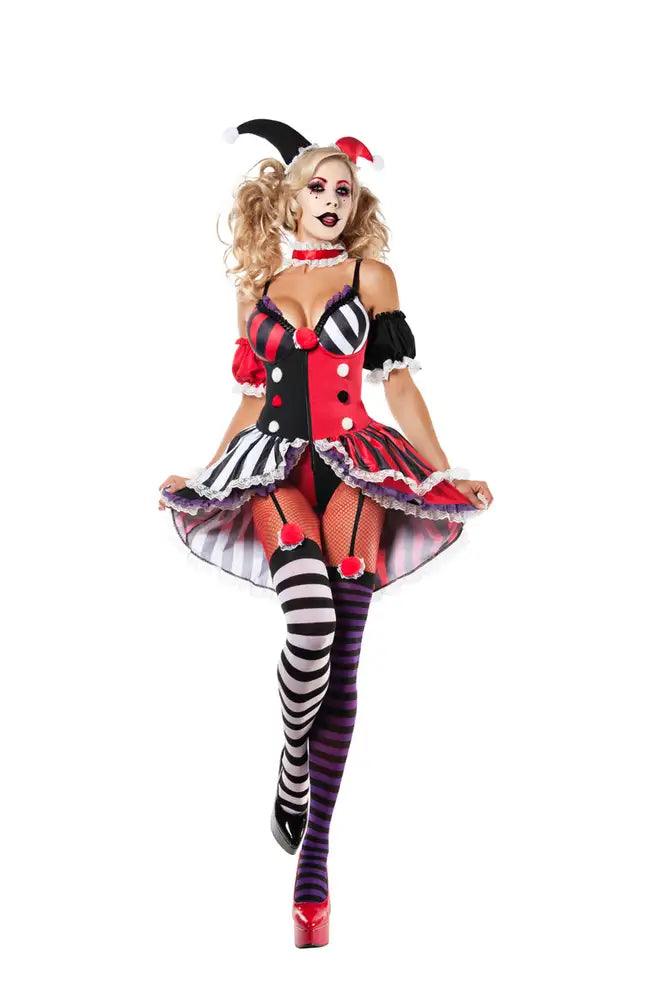 Sexy Red Black No Good Harlequin Shaper 5 Pc. Costume - AMIClubwear