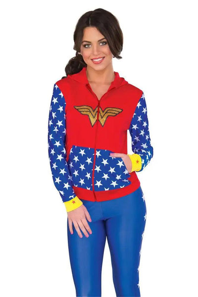 Sexy Red Blue Adult Wonder Woman Fitted Hoodie - AMIClubwear