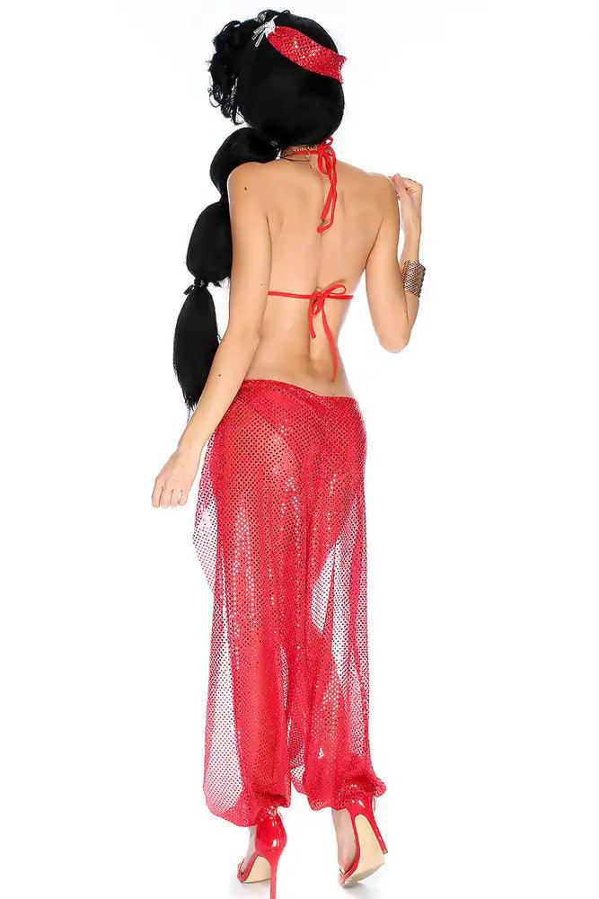 Sexy Red Crochet Sequin 3 Pc. Princess Costume - AMIClubwear