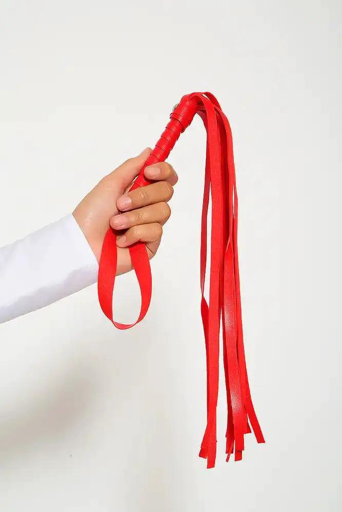 Sexy Red Faux Leather Fringe Whip