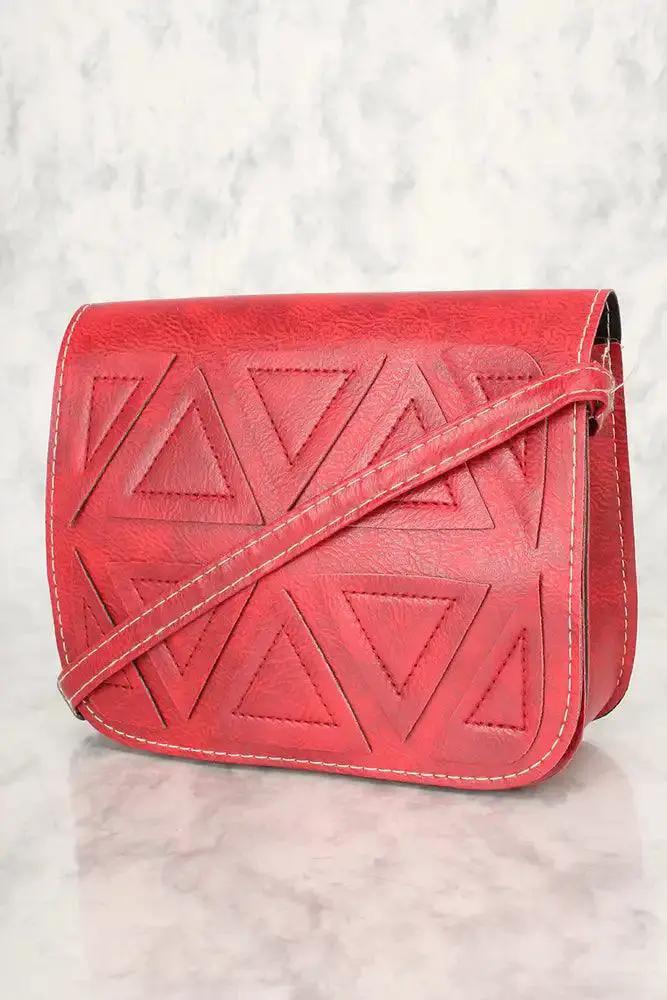 Sexy Red Geometric Faux Leather Mini Shoulder Handbag