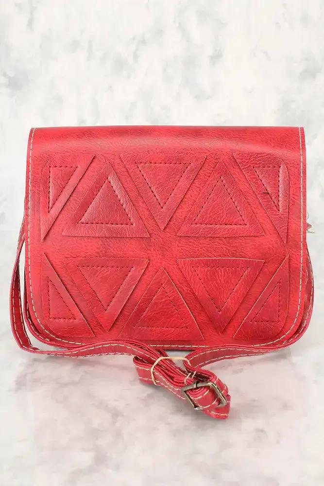Sexy Red Geometric Faux Leather Mini Shoulder Handbag