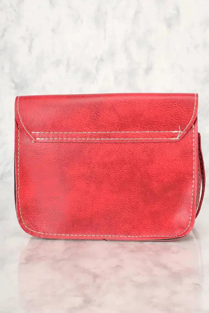 Sexy Red Geometric Faux Leather Mini Shoulder Handbag