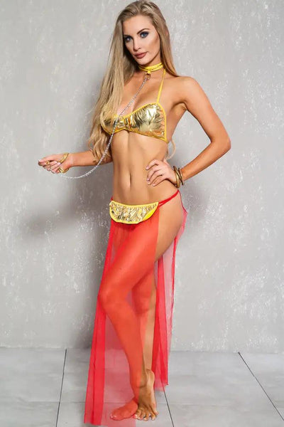 Sexy Red Gold Gypsy 5Pc. Costume Set - AMIClubwear