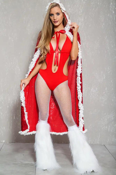 Sexy Red Mrs. Clause Two Piece Holiday Costume - AMIClubwear