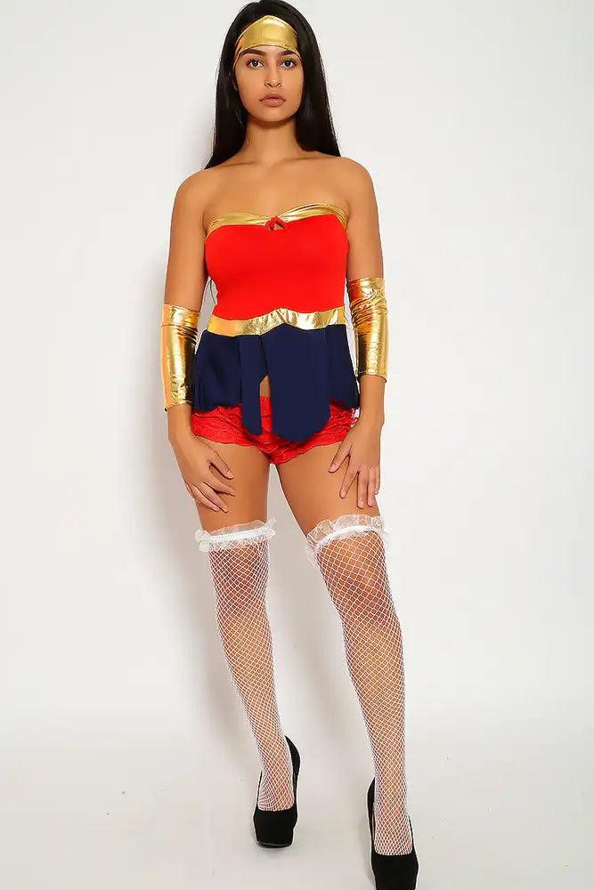 Sexy Red Navy Tube 5 Pc. Wonder Woman Costume w/ Boots - AMIClubwear