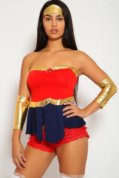 Sexy Red Navy Tube 5 Pc. Wonder Woman Costume w/ Boots - AMIClubwear