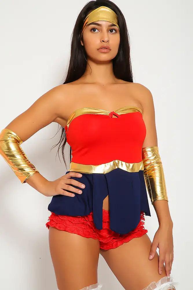 Sexy Red Navy Tube 5 Pc. Wonder Woman Costume w/ Boots - AMIClubwear