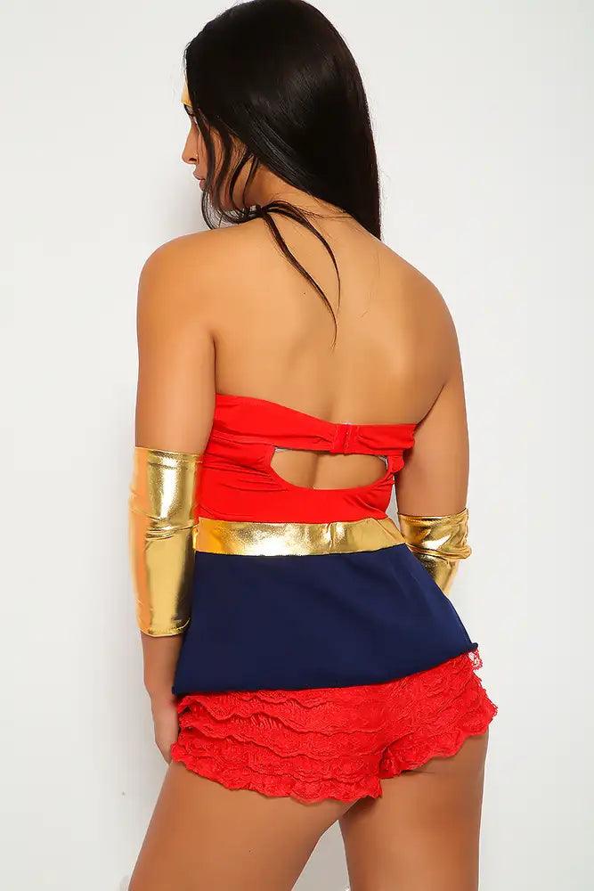 Sexy Red Navy Tube 5 Pc. Wonder Woman Costume w/ Boots - AMIClubwear