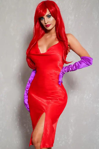 Sexy Red Sleeveless Exotic Jessica Two Piece Costume - AMIClubwear