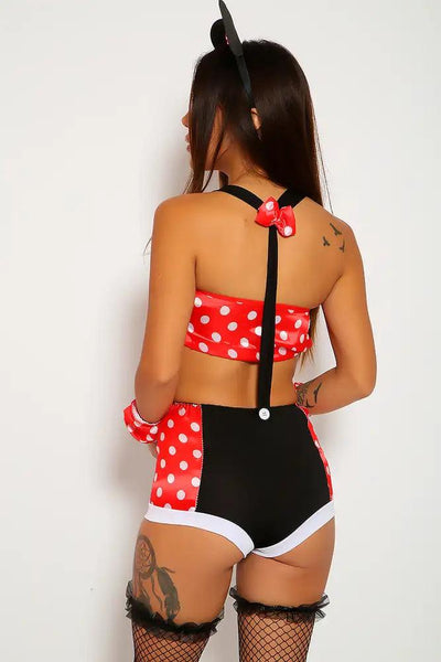 Sexy Red White Black Suspenders Mouse 4 Pc. Costume - AMIClubwear