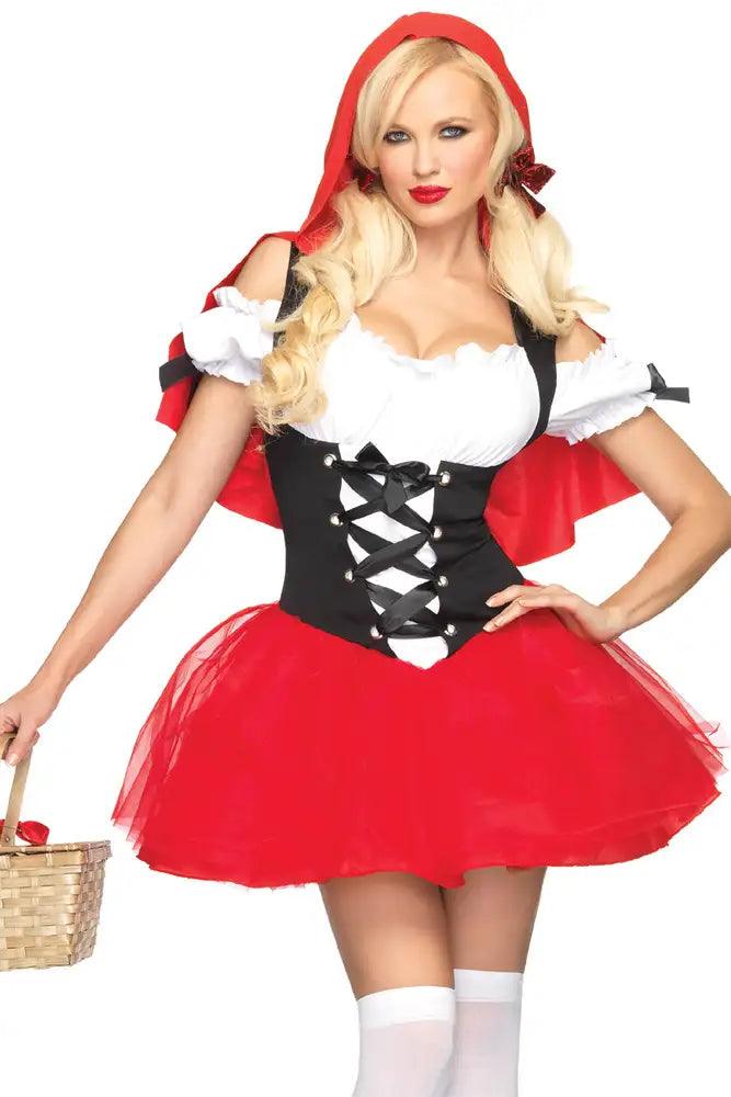 Sexy Red White Racy Red Riding Hood Costume - AMIClubwear