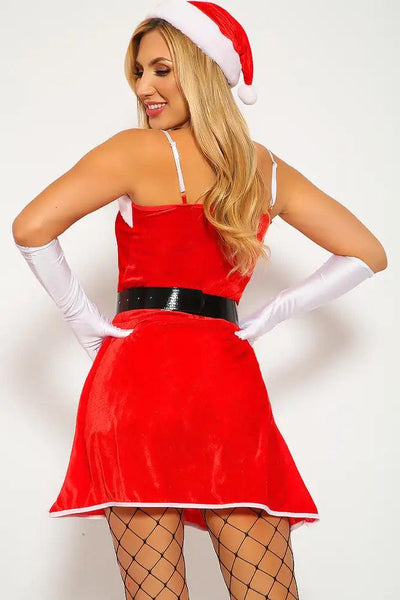 Sexy Red White Santa 4 Piece Holiday Costume - AMIClubwear