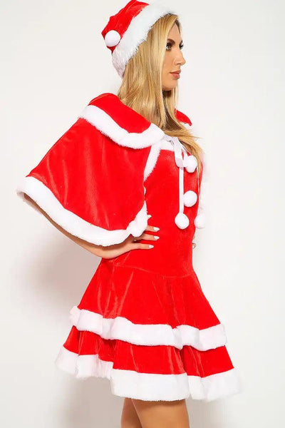 Sexy Red White Three Piece Holiday Santa Costume - AMIClubwear