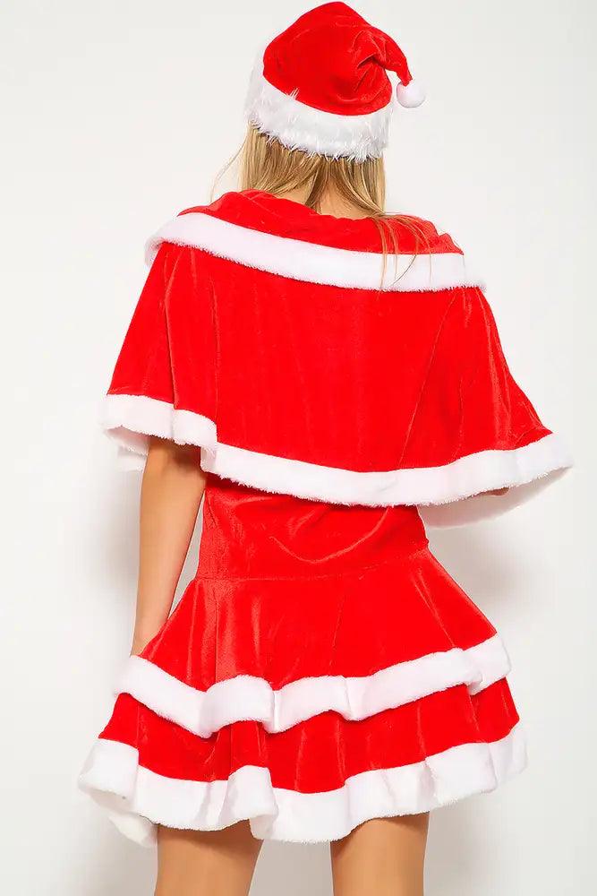 Sexy Red White Three Piece Holiday Santa Costume - AMIClubwear