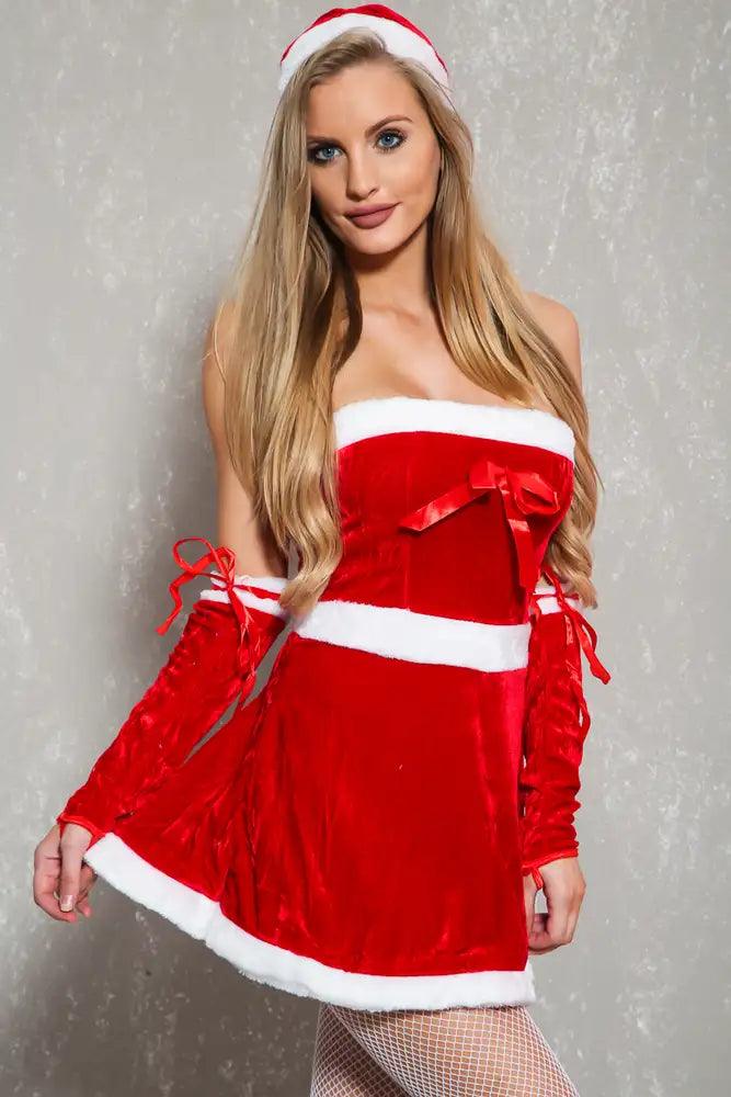 Sexy Red White Tube Top Holiday Costume - AMIClubwear
