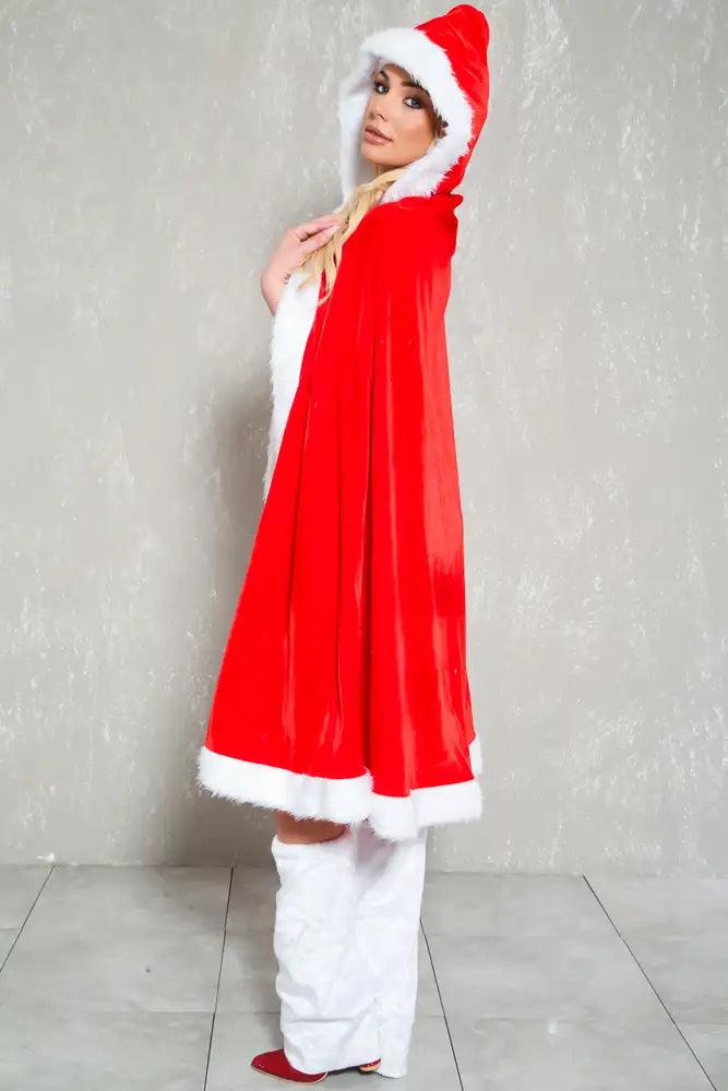 Sexy Red White Velvet Holiday Cape - AMIClubwear