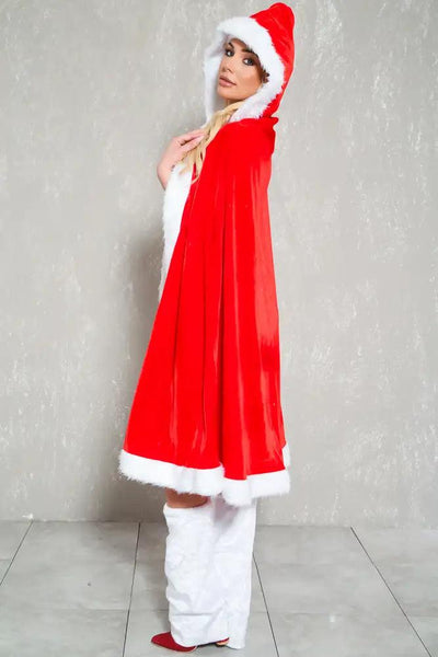 Sexy Red White Velvet Holiday Cape - AMIClubwear