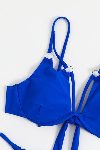 Sexy Royal Blue Cheeky Bikini With Gold Rings - AMIClubwear