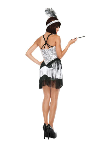 Sexy Silver Black Boardwalk Flapper 2 Pc. Costume - AMIClubwear