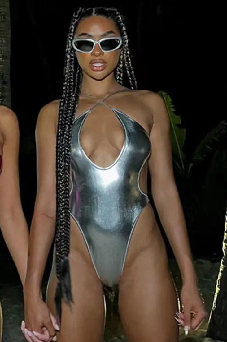 Sexy Silver Cross Strap Monokini