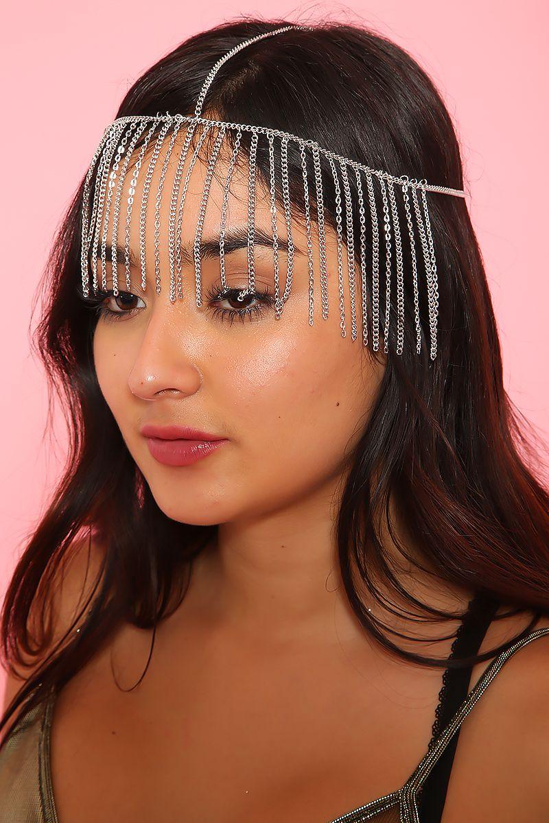 Sexy Silver Fringe Accent Face Headpiece - AMIClubwear