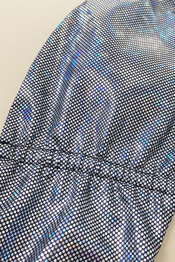 Sexy Silver Hologram Print 2pc Tie Bikini - AMIClubwear