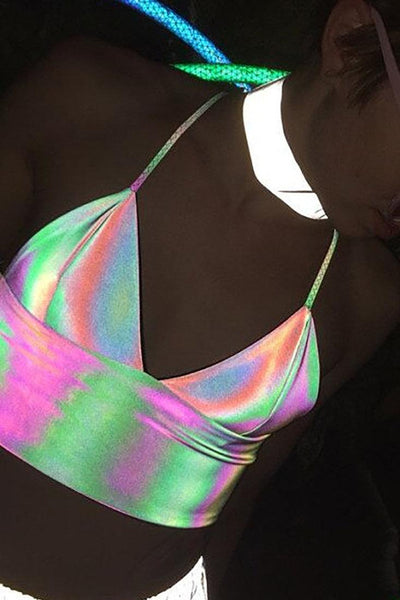 Sexy Silver Metallic Hologram Top - AMIClubwear