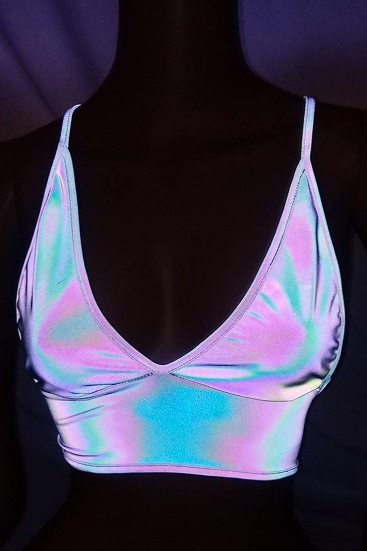 Sexy Silver Metallic Hologram Top - AMIClubwear