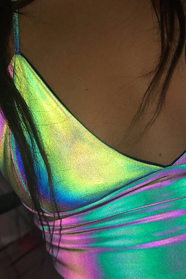 Sexy Silver Metallic Hologram Top - AMIClubwear