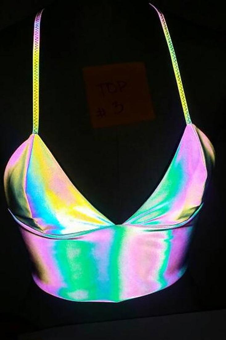 Sexy Silver Metallic Hologram Top - AMIClubwear