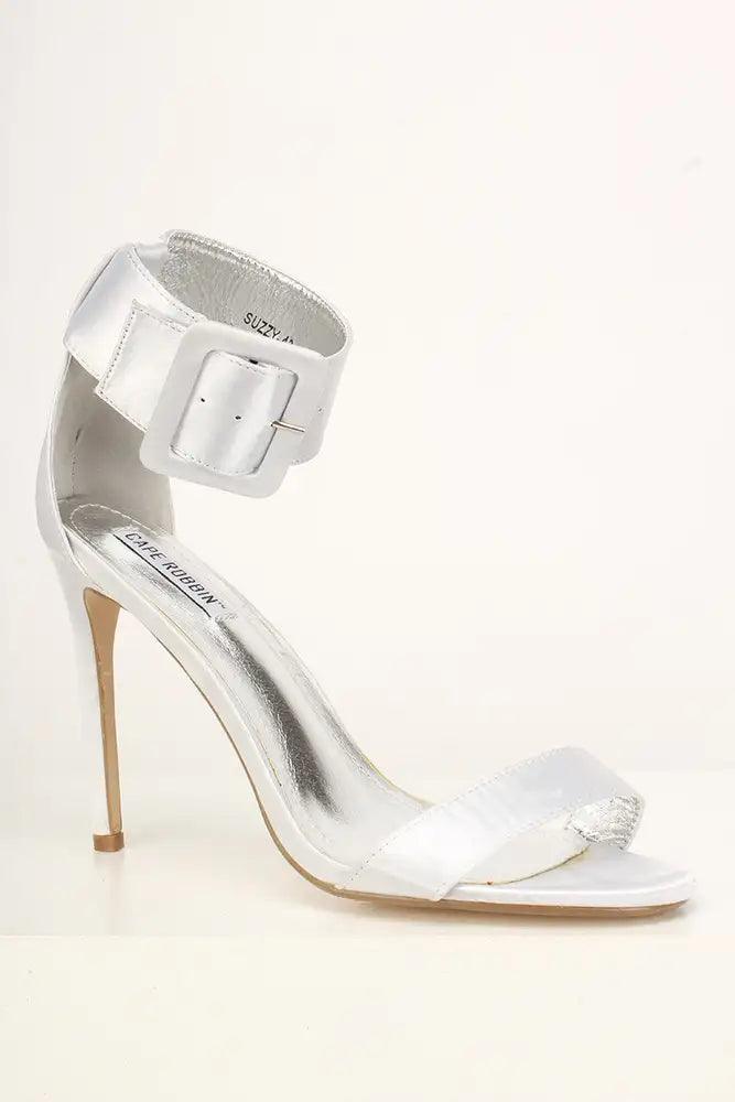 Sexy Silver Open Toe Single Sole High Heels Satin - AMIClubwear