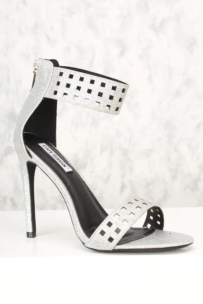 Sexy Silver Perforated Single Sole High Heels Glitter - AMIClubwear