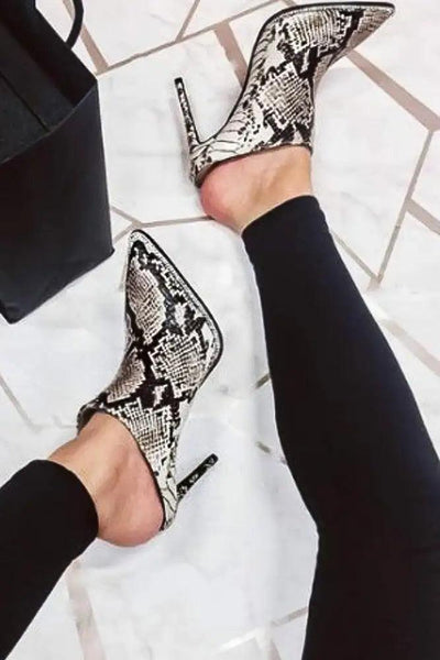 Sexy Snake Rhinestone Mule Booties - AMIClubwear