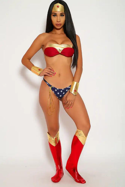 Sexy Star Wine Tube 2 Piece Wonder Woman Costume - AMIClubwear