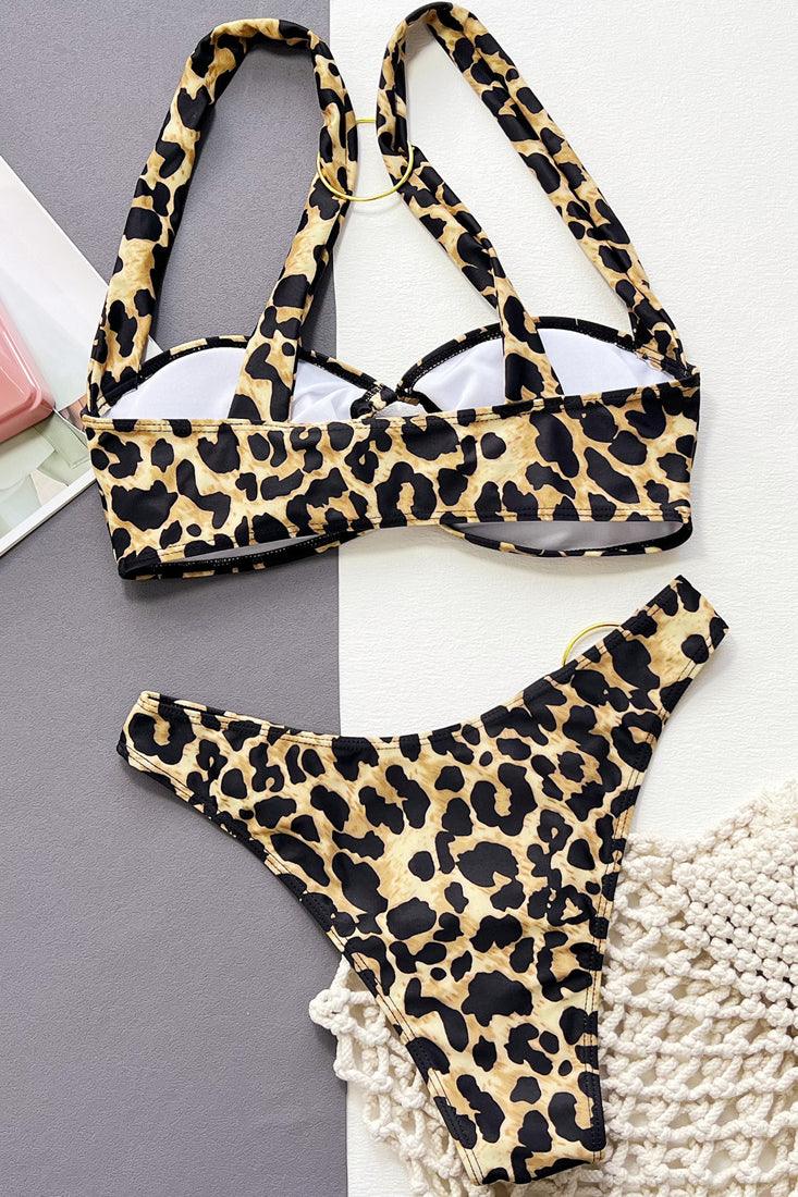 Sexy Thick Leopard Print Gold Ring Bikini - AMIClubwear