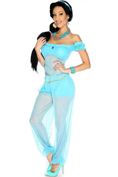 Sexy Turquoise Princess J Sheer 3 Pc. Halloween Costume - AMIClubwear