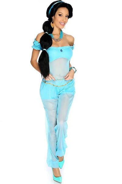 Sexy Turquoise Princess J Sheer 3 Pc. Halloween Costume - AMIClubwear