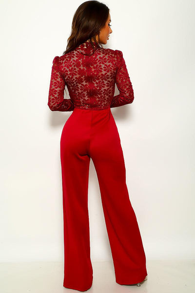 Sexy Whine Long Sleeve Lace Top Jumpsuit - AMIClubwear