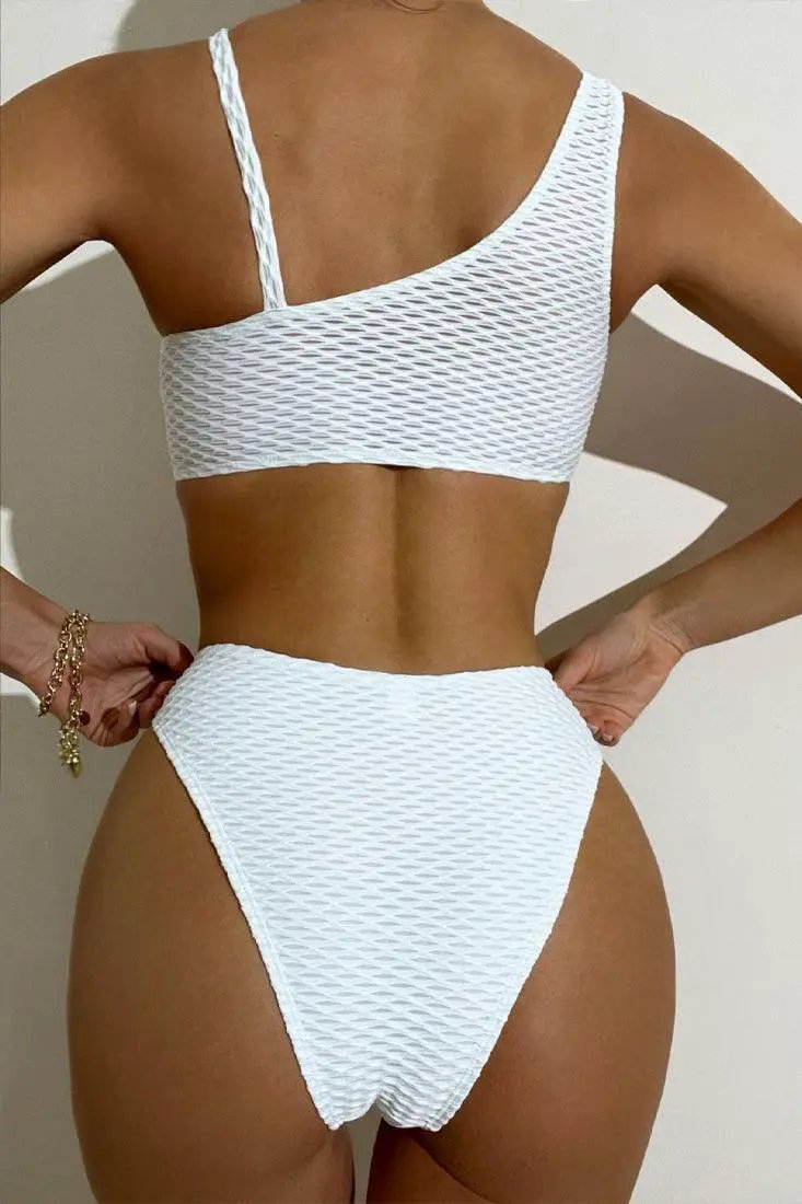 Sexy White 2pc Bikini With Silver Rings