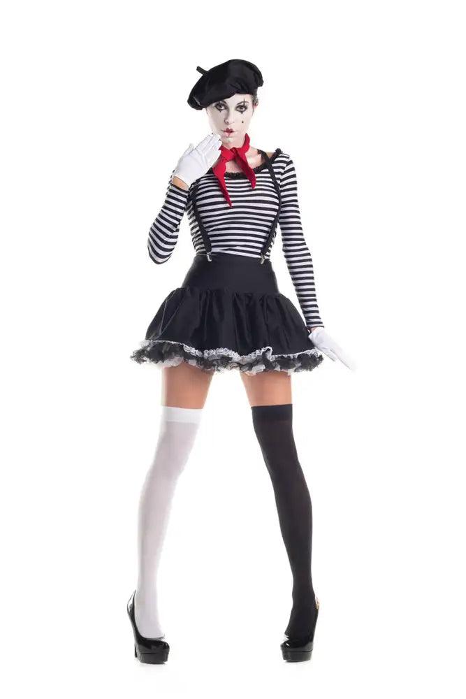 Sexy White Black Mesmerizing Mime 8 Pc. Costume - AMIClubwear