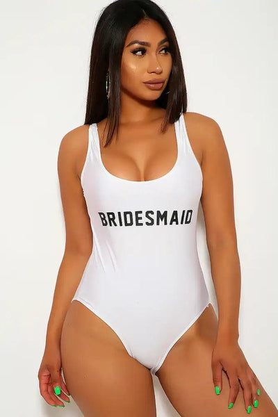 Sexy White Brides Maid   One Piece Swim Suit - AMIClubwear