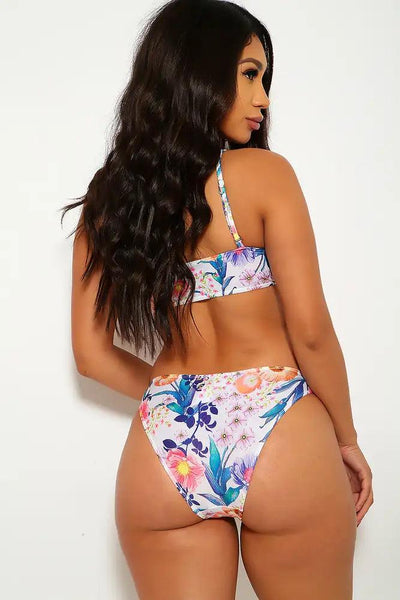 Sexy White Floral Two Piece Swimsuit - AMIClubwear