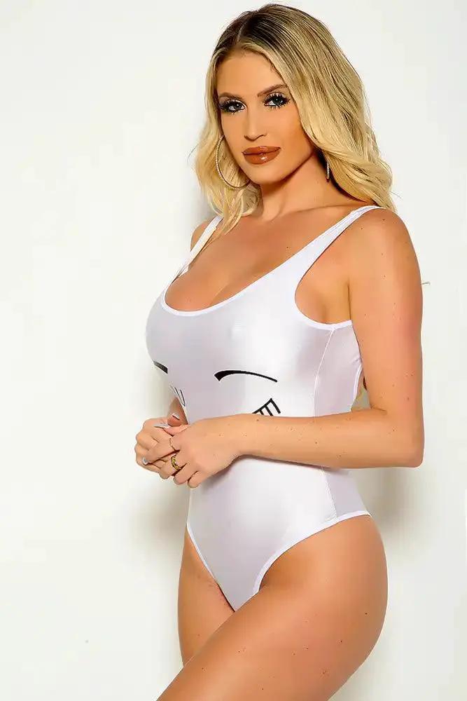 Sexy White Graphic Print One Piece Bikini